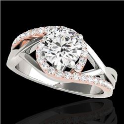 1.55 CTW H-SI/I Certified Diamond Bypass Solitaire Ring 10K White & Rose Gold - REF-220M4H - 35085