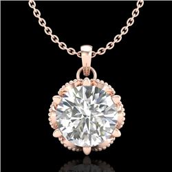 1.36 CTW VS/SI Diamond Solitaire Art Deco Necklace 18K Rose Gold - REF-361M8H - 37245