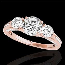 1.75 CTW H-SI/I Certified Diamond 3 Stone Ring 10K Rose Gold - REF-236M4H - 35350