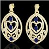 Image 1 : 7 CTW Sapphire & Micro Pave VS/SI Diamond Heart Earrings Designer 18K Yellow Gold - REF-381X8T - 211
