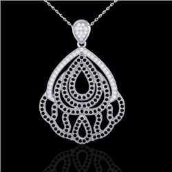 1.50 CTW Micro Black & VS/SI Diamond Necklace Designer 18K White Gold - REF-168F5N - 21279