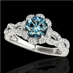 1.69 CTW Si Certified Fancy Blue Diamond Solitaire Halo Ring 10K White Gold - REF-188Y2K - 34110
