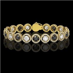 13.96 CTW Black & White Diamond Designer Bracelet 18K Yellow Gold - REF-1428T2M - 42610