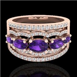 2.25 CTW Amethyst & Micro Pave VS/SI Diamond Designer Ring 10K Rose Gold - REF-66H9A - 20791