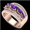 Image 2 : 2.25 CTW Amethyst & Micro Pave VS/SI Diamond Designer Ring 10K Rose Gold - REF-66H9A - 20791