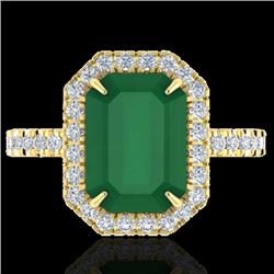 5.33 CTW Emerald And Micro Pave VS/SI Diamond Halo Ring 18K Yellow Gold - REF-87M6H - 21426