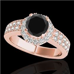 1.4 CTW Certified VS Black Diamond Solitaire Halo Ring 10K Rose Gold - REF-74T4M - 34553
