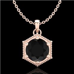 0.82 CTW Fancy Black Diamond Solitaire Art Deco Stud Necklace 18K Rose Gold - REF-54W5F - 38046