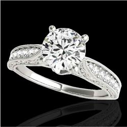 1.5 CTW H-SI/I Certified Diamond Solitaire Antique Ring 10K White Gold - REF-221Y8K - 34729