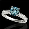 Image 1 : 1.25 CTW Si Certified Fancy Blue Diamond Solitaire Ring 10K White Gold - REF-158M2H - 35010