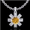 Image 1 : 1.33 CTW Intense Fancy Yellow Diamond Art Deco Stud Necklace 18K White Gold - REF-216W4F - 37875