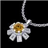 Image 2 : 1.33 CTW Intense Fancy Yellow Diamond Art Deco Stud Necklace 18K White Gold - REF-216W4F - 37875