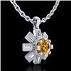 Image 4 : 1.33 CTW Intense Fancy Yellow Diamond Art Deco Stud Necklace 18K White Gold - REF-216W4F - 37875