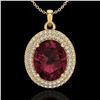 Image 1 : 4.50 CTW Garnet & Micro Pave VS/SI Diamond Necklace 18K Yellow Gold - REF-96H5A - 20566