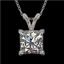 1.25 CTW Certified VS/SI Quality Princess Diamond Necklace 10K White Gold - REF-423F3N - 33214