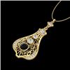 Image 2 : 1.75 CTW Fancy Black Diamond Solitaire Art Deco Stud Necklace 18K Yellow Gold - REF-172A8X - 37613
