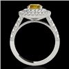 Image 2 : 3 CTW Certified Si/I Fancy Intense Yellow Diamond Solitaire Halo Ring 10K White Gold - REF-388W2F - 