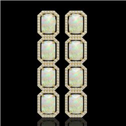 12.99 CTW Opal & Diamond Halo Earrings 10K Yellow Gold - REF-203M3H - 41587