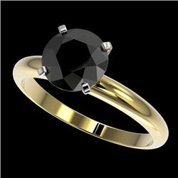 2 CTW Fancy Black VS Diamond Solitaire Engagement Ring 10K Yellow Gold - REF-54F2N - 32937