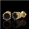 Image 2 : 2.04 CTW Fancy Black Diamond Solitaire Art Deco Stud Earrings 18K Yellow Gold - REF-89W3F - 38096