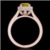 Image 2 : 2.03 CTW Certified Si/I Fancy Intense Yellow Diamond Solitaire Halo Ring 10K Rose Gold - REF-309K3W 