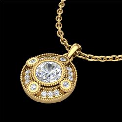 1.01 CTW VS/SI Diamond Solitaire Art Deco Necklace 18K Yellow Gold - REF-221F8N - 36985