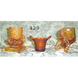 3 amber toothpick holders