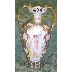 11" Germany Art Nouveau 2-handled vase