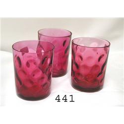 3 cranberry thumbprint tumblers