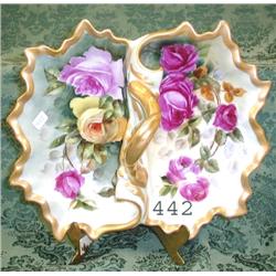 Unmarked divided dish with gold highlig