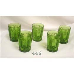 5 pc. Green pattern glass - tumblers -