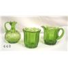 Image 1 : 3 pc. Green pattern glass - cruet (roug