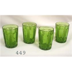 4 pc. Green pattern glass - tumblers (a
