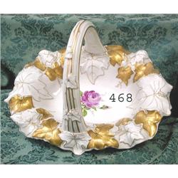 Large basket with gold leaves and rose