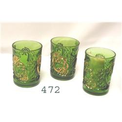 3 green Croesus tumblers
