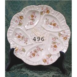 #&rsquo;d oyster plate with floral decoration