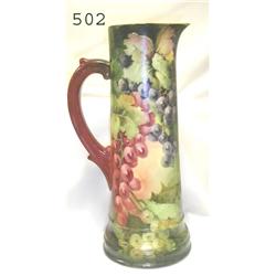 14 ½" Limoges tankard with grape and le