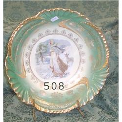 10 ¾" UM portrait bowl with green and g