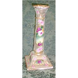 UM Nippon 9 ½" rose decorated candlesti