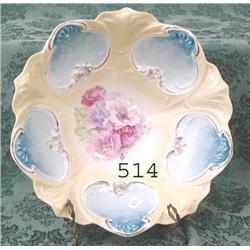 RS Prussia RM RSP 10 ½" floral bowl with 5 molded