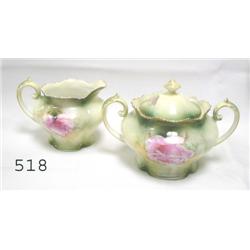 RS Prussia RM RSP creamer and sugar with roses - h