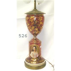 Fine cranberry 27 ½" lamp with gold dec