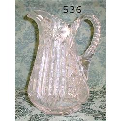 Fine cut glass 9 ¼" water pitcher - rep