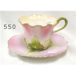 UM RSP leaf mold cup and saucer with de