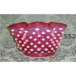 Cranberry hobnail opalescent shade with