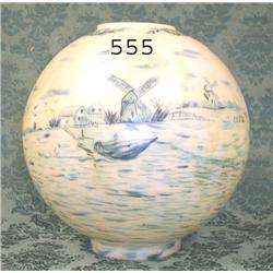 Ball shade with Dutch windmill scene -