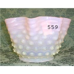 Peach opalescent hobnail ruffle top sha
