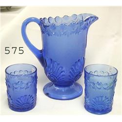 Blue 3 pc. Water set - chip on base of