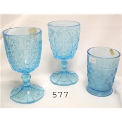 3 pcs. - 2 blue goblets, 1 blue basketw
