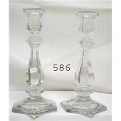 10 7/8" pair of crystal candlesticks